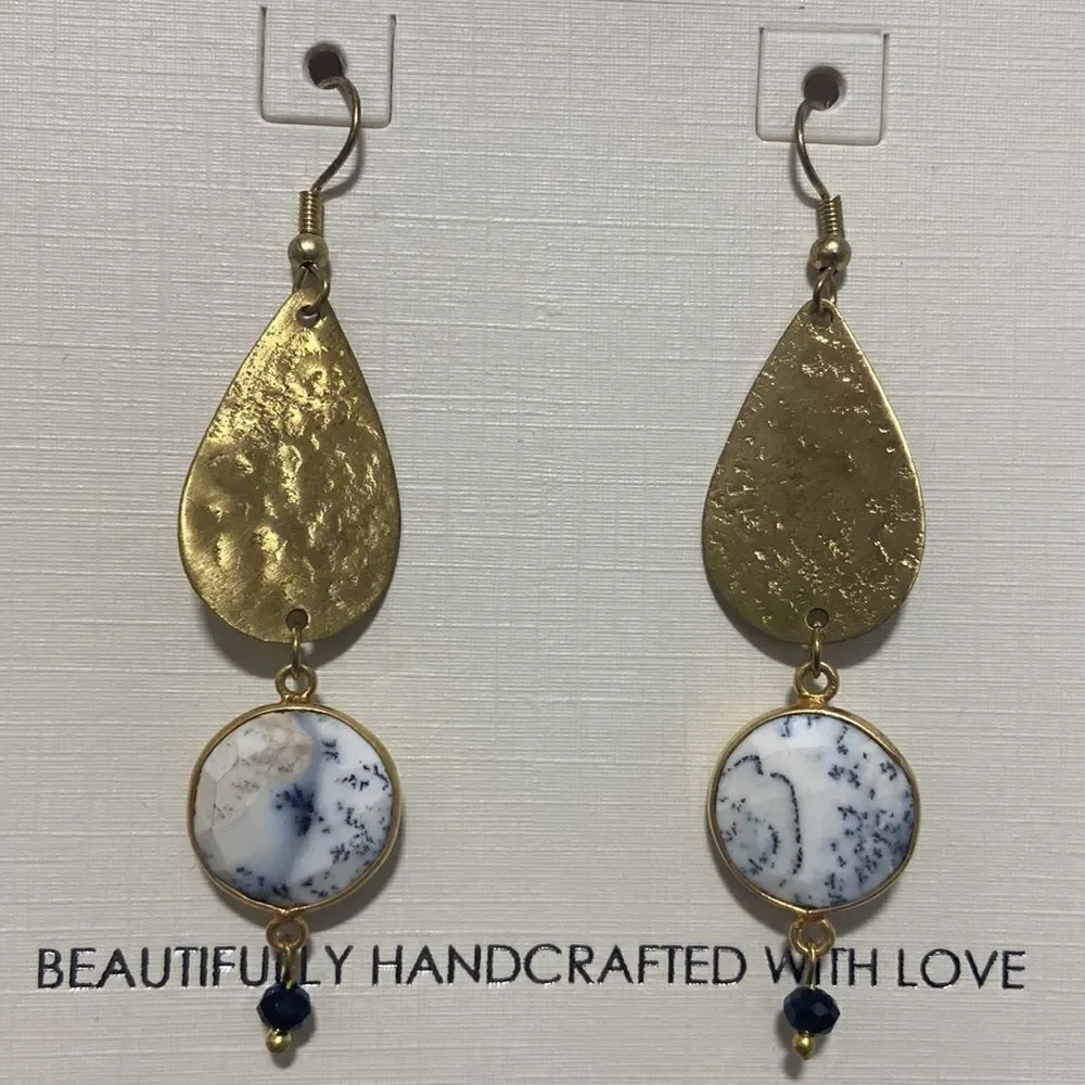‎Dendrite opals stone earrings